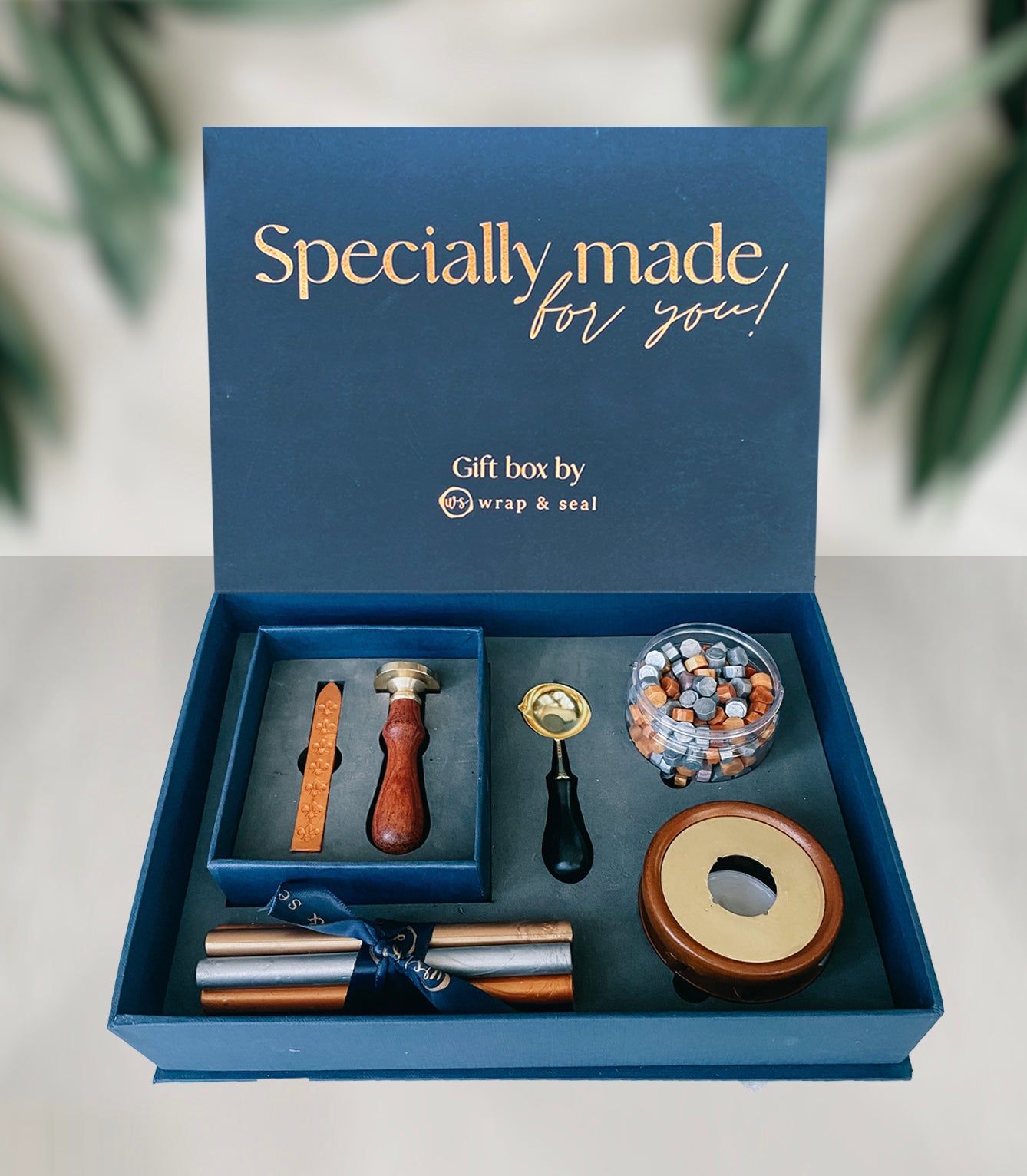 This Customized Stamp Gift Set is the perfect way to liven up your stationery. The wax sealing kit includes everything you need to craft beautiful stamps with custom logo motifs or monogram ensuring you make a unique impression. Perfect for adding a special flair to occasion cards and envelopes!