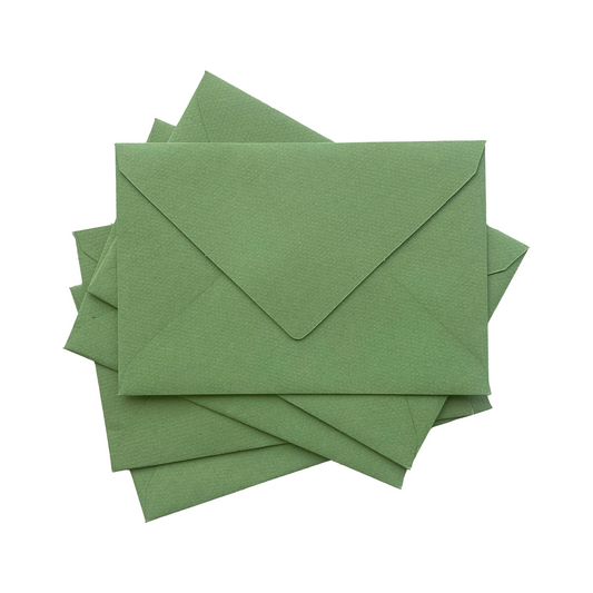 Set of 5 Rectangle olive green envelopes