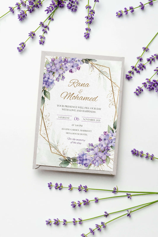 lavender theme wedding invitations