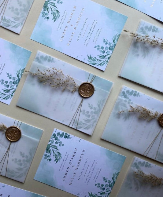 "Greenery Eucalyptus Leaves" wedding invitation
