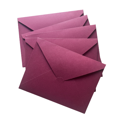 Set of 5 Rectangle burgundy envelopes