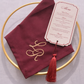 Burgundy Monogram Embroidered Linen Napkin