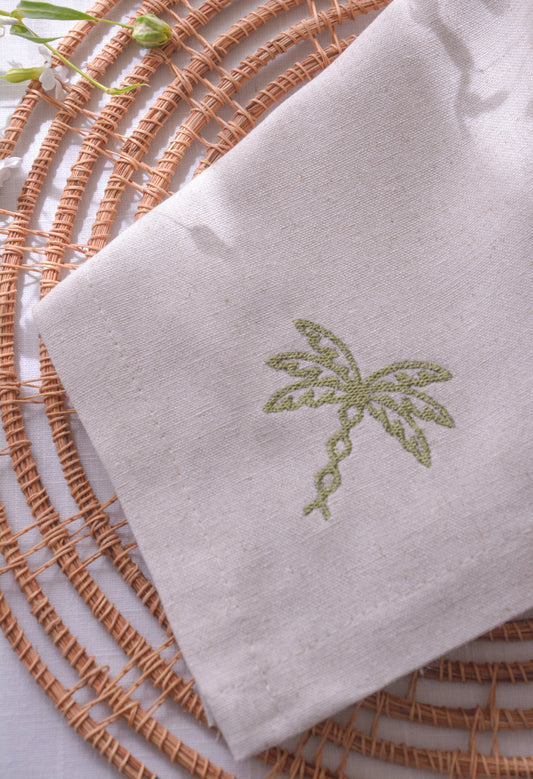 Palm Tree Embroidered Linen Napkin