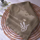 Green Monogram Embroidered Linen Napkin