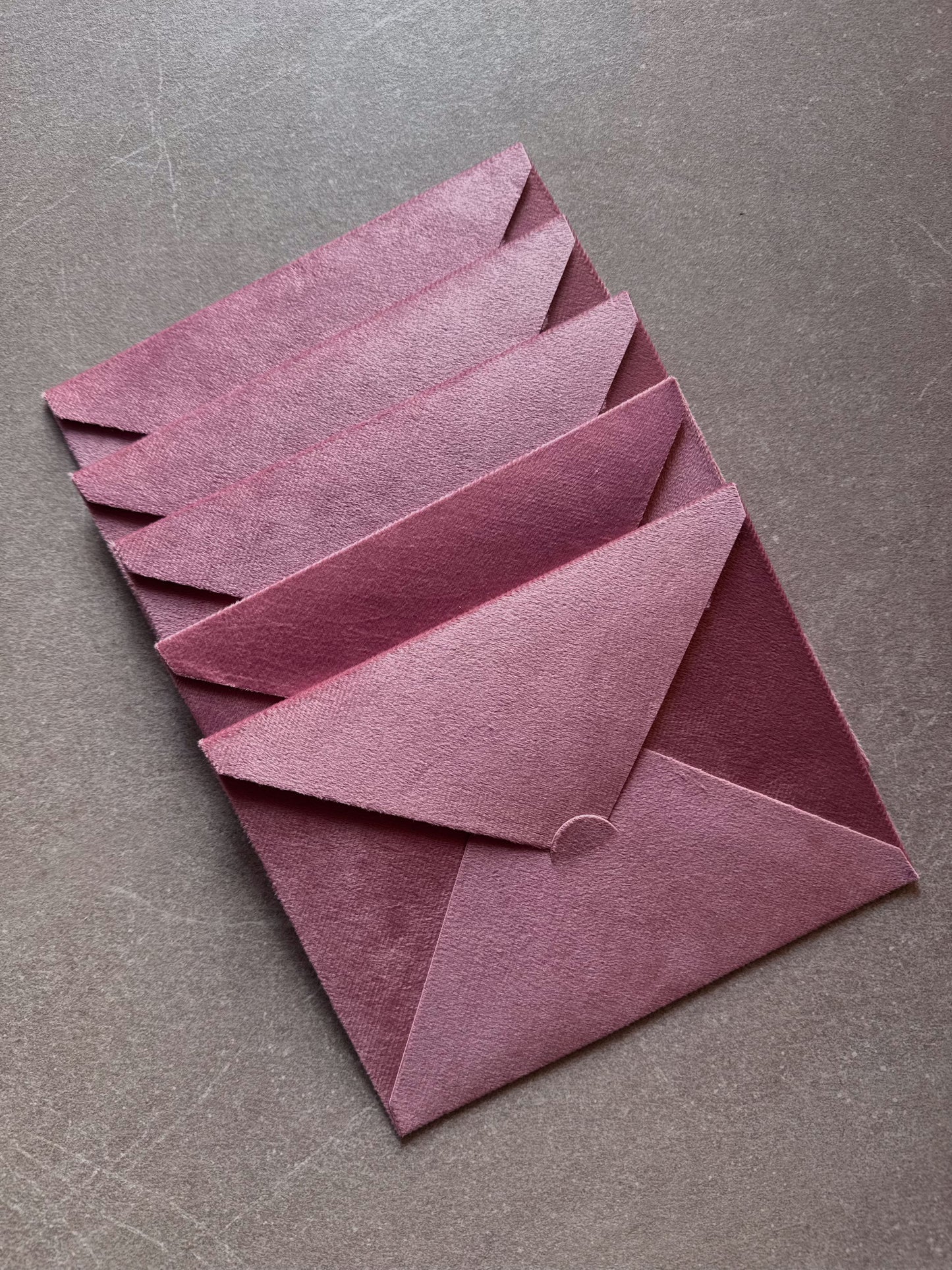 Set of 5 Velvet Dusty Pink envelopes