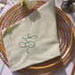 Sage Green Monogram Embroidered Linen Napkin