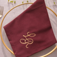 Burgundy Monogram Embroidered Linen Napkin