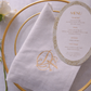 White & Gold Monogram Embroidered Linen Napkin