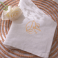 White & Gold Monogram Embroidered Linen Napkin