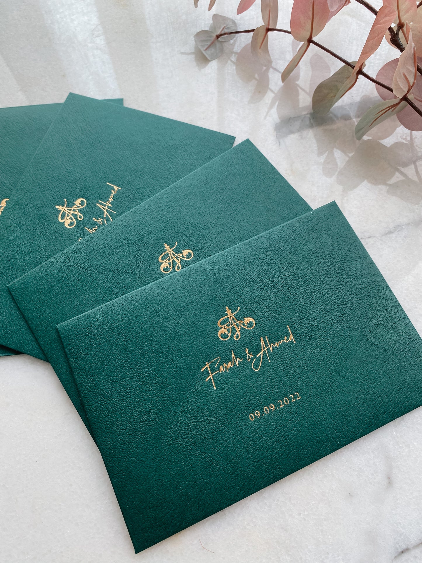 "Emerald green" wedding invitation